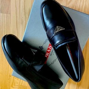 Prada Calzature Donna Black Napa leather loafers, Size 36